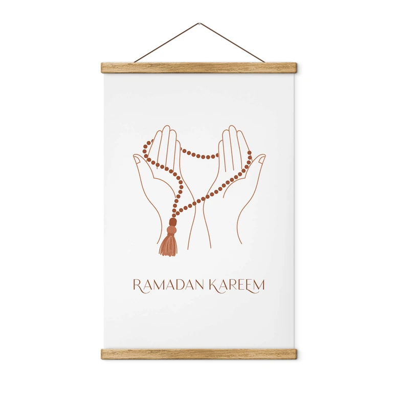 Textile poster Ramadan Kareem hands 