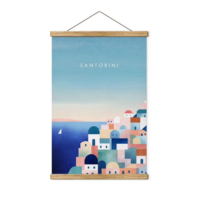 Textil poster Hus i Santorini - Rivers 