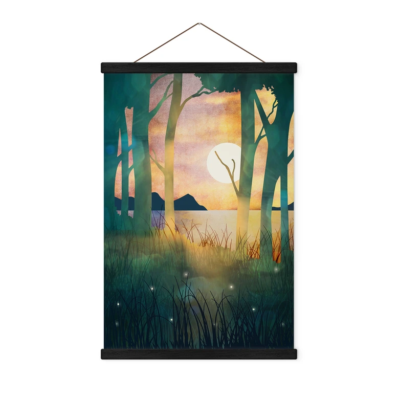 Stoffbild Waldzauber bei Sonnenuntergang - SpaceFrog Designs 