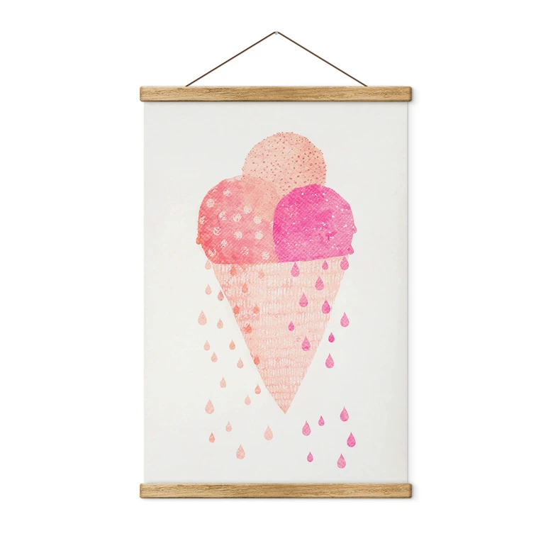 Stoffbild Treechild - Drei Eiskugeln im Sommer 