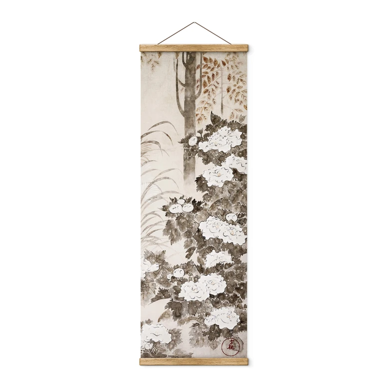 Affiche textile Kagei - Pivoines - Panorama 