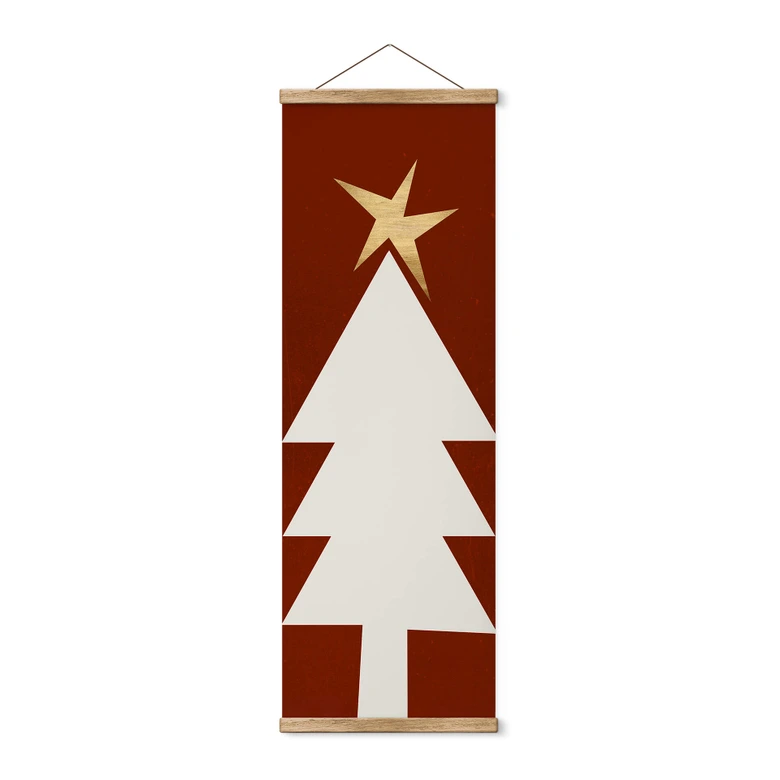 Póster de tela Árbol de Navidad con estrella dorada - Kubistika 