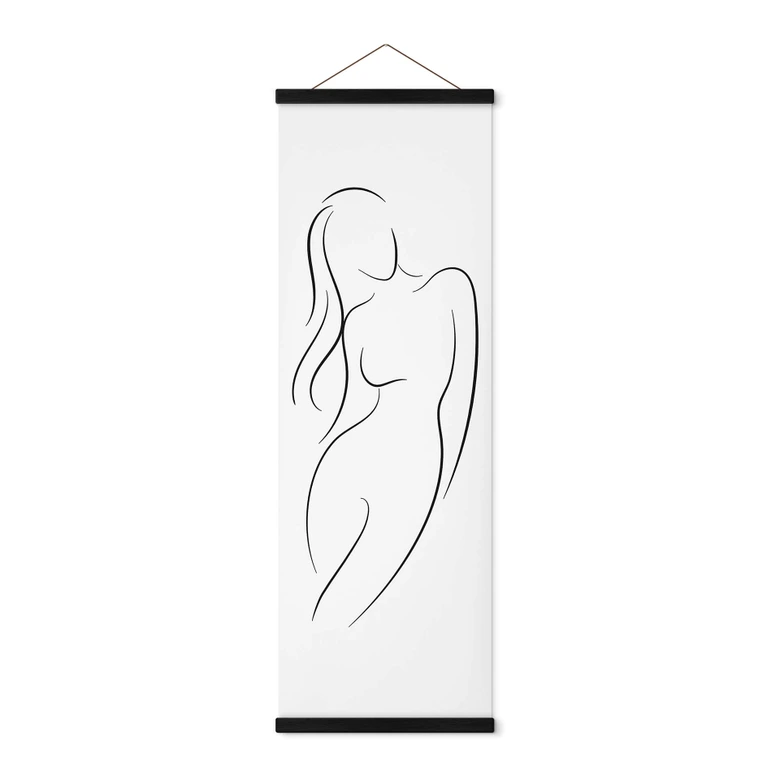 Lineart Textil poster - Silhuetten av en kvinna - Panorama 