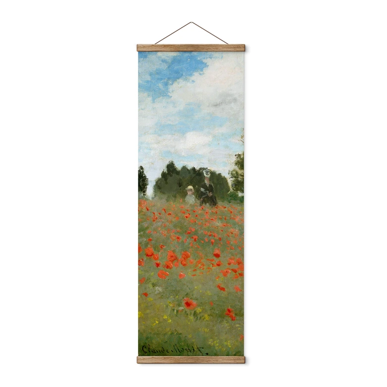 Affiche textile Monet - Champ de coquelicots près d'Argenteuil - Panorama 