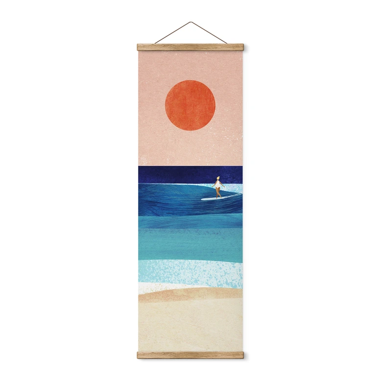 Obraz tkaniny Surferka o zachodzie słońca - Rivers - Panorama 