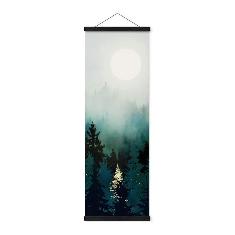 Stoffbild SpaceFrog Designs - Nebliger Wald - Panorama 