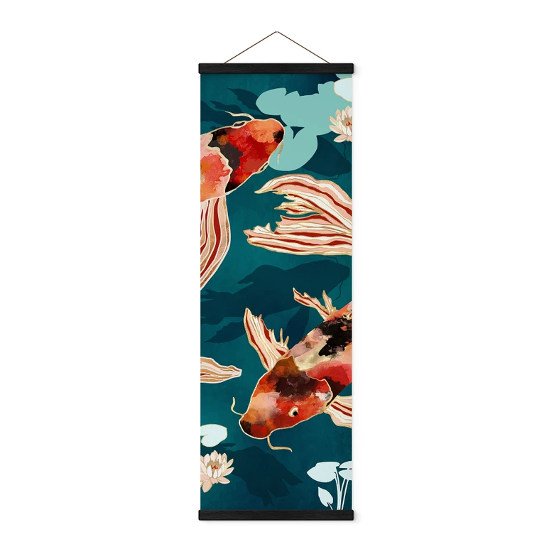 Stoffbild Zwei Kois im Teich - SpaceFrog Designs - Panorama 