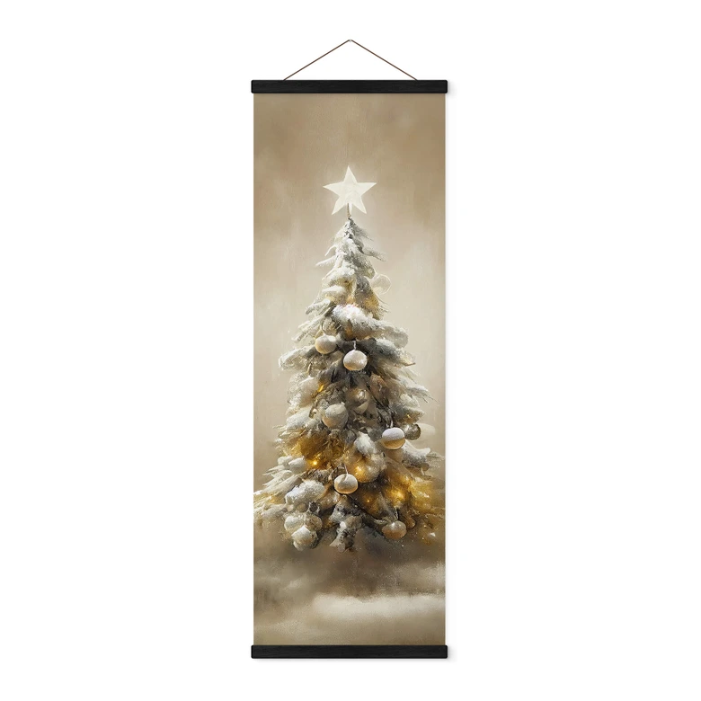 Textielposter Treechild - Golden Christmas Tree 