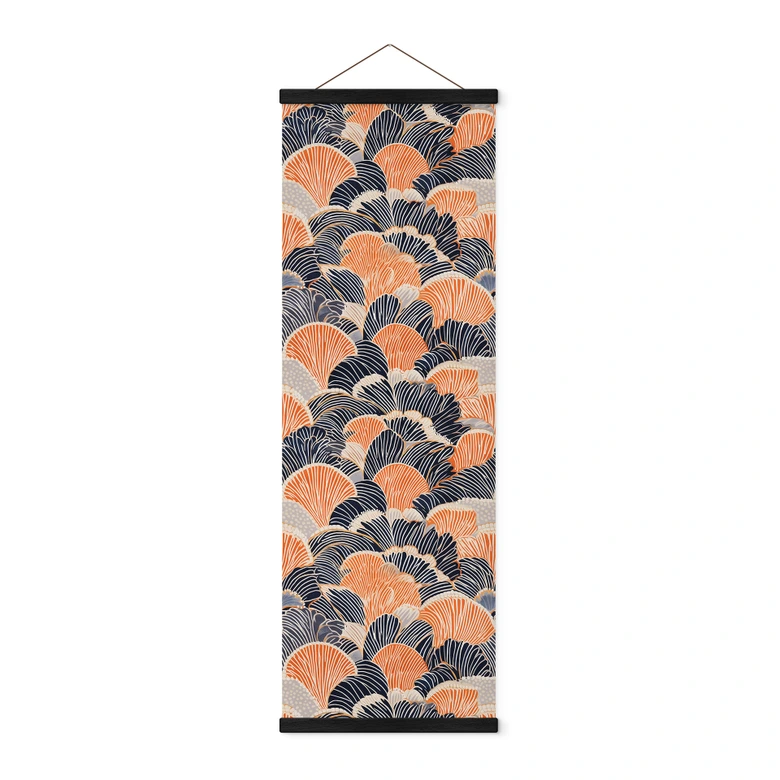 Stoffbild Muschelmuster in Orange-blau - Treechild - Panorama 