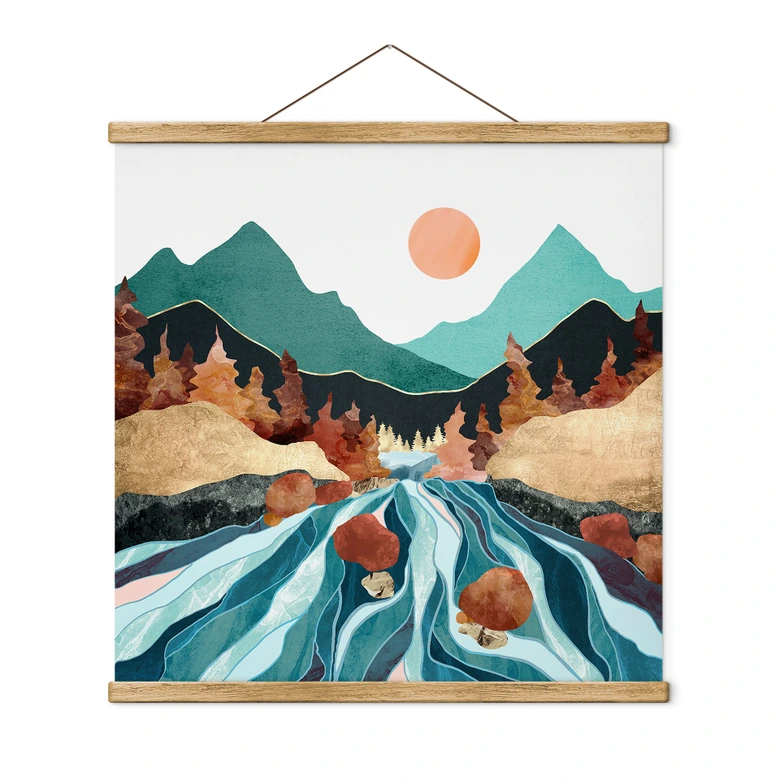 Stoffbild Berg Land Fluss - SpaceFrog Designs 
