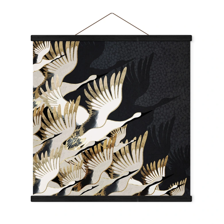 Stoffbild Fliegende Kraniche - SpaceFrog Designs 