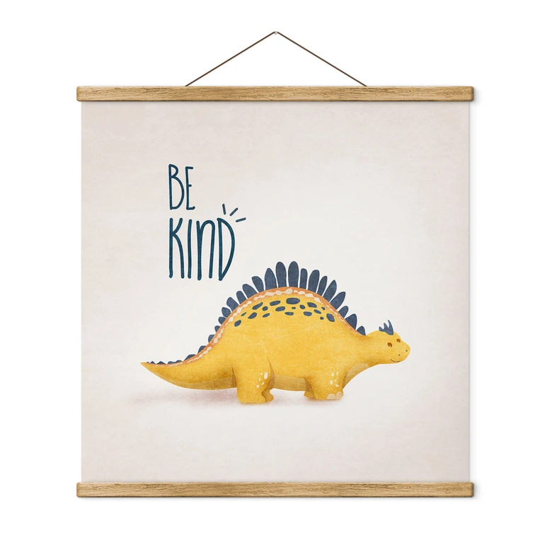 Stoffbild Dino Be Kind - Stegosaurus - Tunaboylu - Quadratisch 