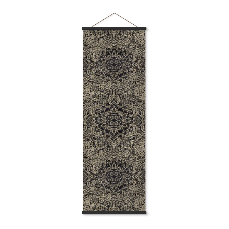 Stoffbild Mandala Boho Antikgold - Bloomery Decor - Panorama 