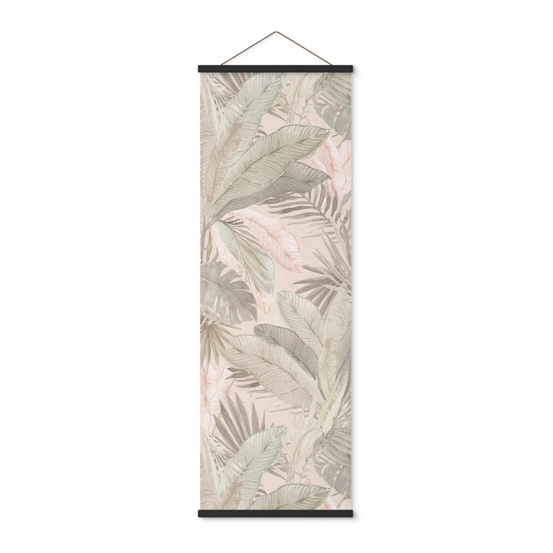 Affiche textile Feuilles tropicales dans la jungle pastel - Bloomery Decor - Panorama 