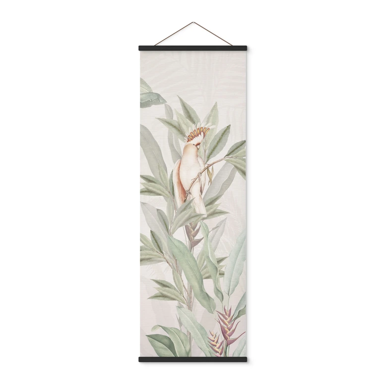 Textile poster Tropical forest with cockatoos - Bloomery Decor - Panorama 
