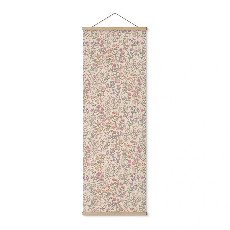 Affiche textile Fleurs des champs Vintage - Beige - Bloomery Decor - Panorama 