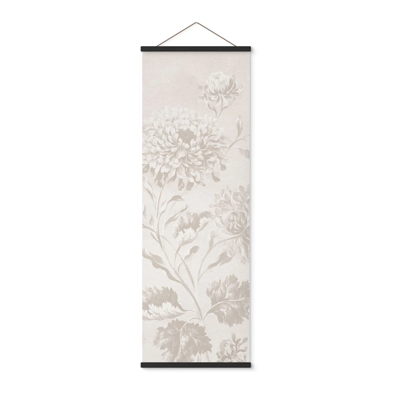 Stoffbild Wildblumen in Kreide-Optik Greige - Bloomery Decor - Panorama 