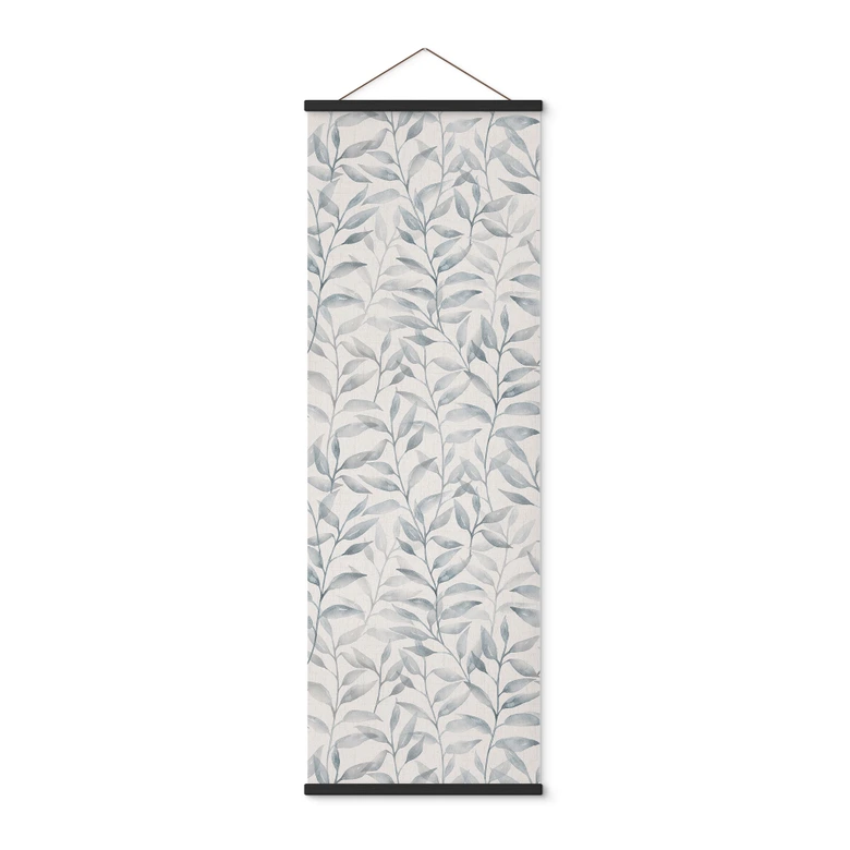 Affiche textile Délicates feuilles d'aquarelle - Soft Grau - Bloomery Decor - Panorama 
