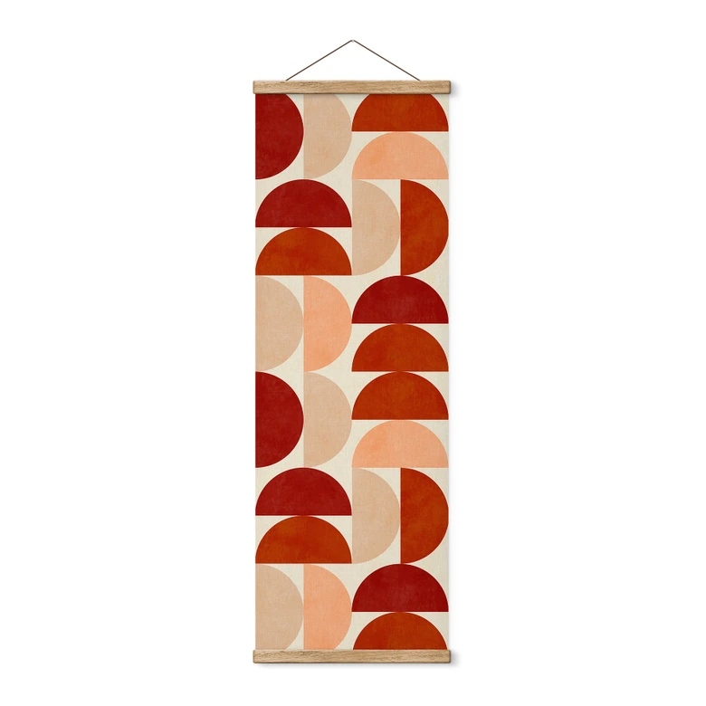Affiche textile Demi-cercles abstraits dans des tons naturels chauds - Bré - Panorama 