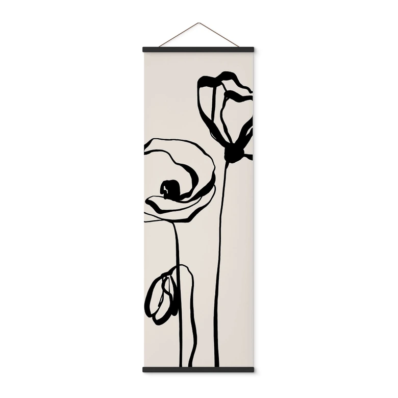 Stoffbild Line Art Zwei Mohnblumen - Cats & Dotz - Panorama 