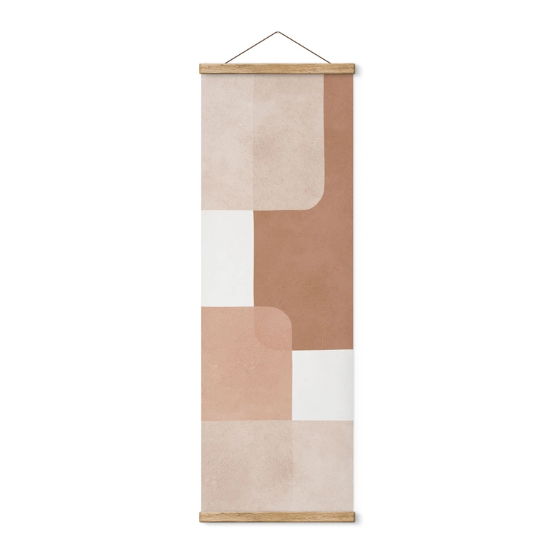 Textil poster Boho abstraktion i beige-brunt - Costa - Panorama 