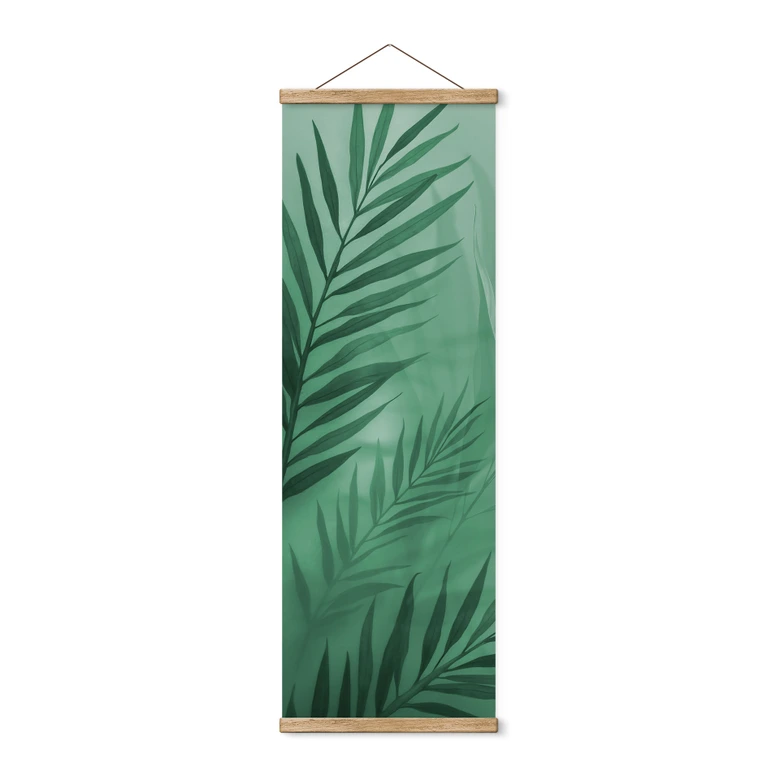 Affiche textile Feuilles de palmier vertes - Panorama 