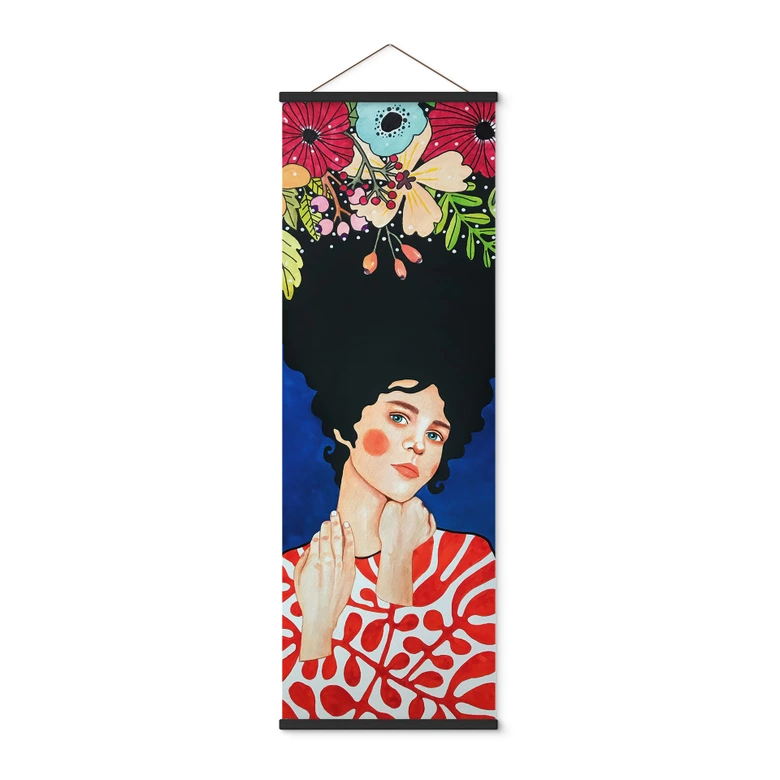 Affiche textile Femme avec des fleurs dans les cheveux - Hülya - Panorama 