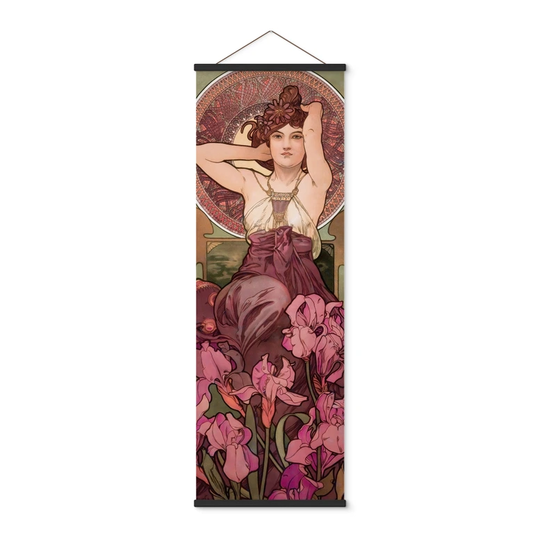Affiche textile Mucha - Pierres précieuses : Améthyste - Panorama 