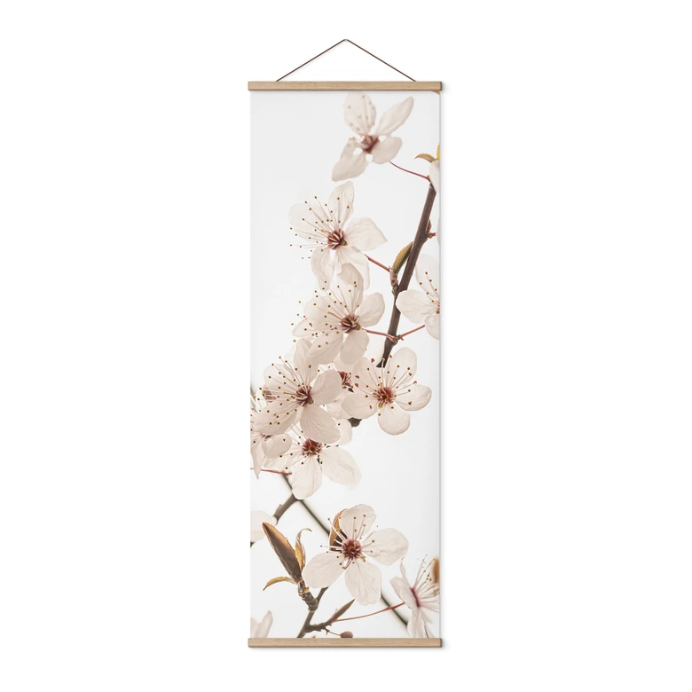 Affiche textile Branche avec fleurs de cerisier blanches - Sisi & Seb - Panorama 
