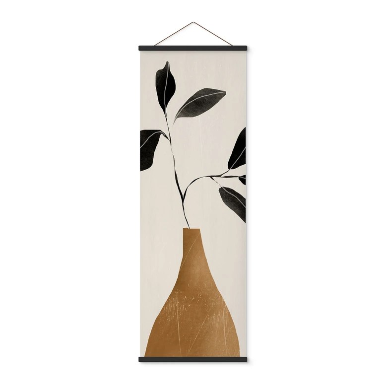 Stoffbild Zweig in goldener Vase - ThingDesign - Panorama 