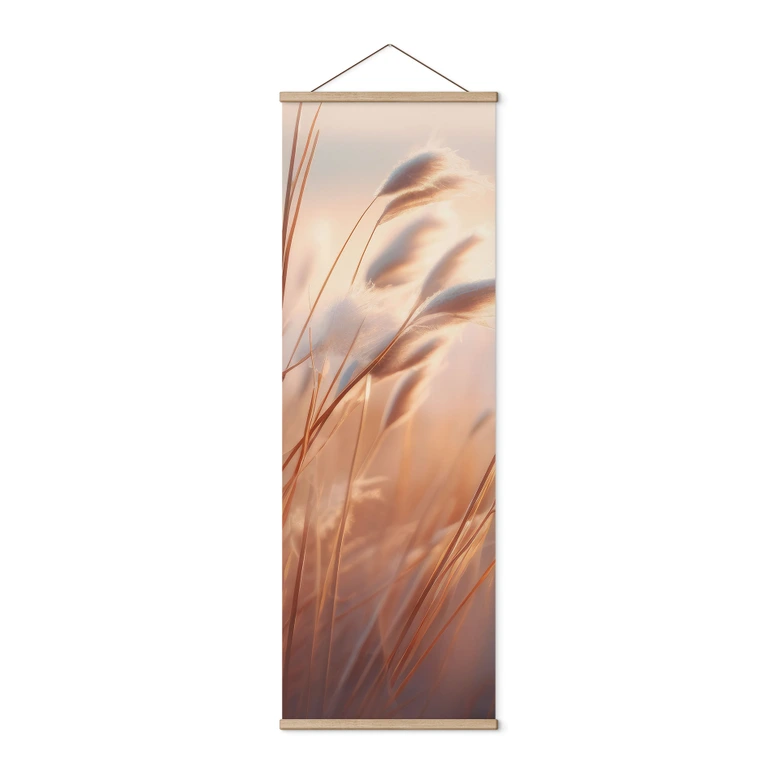 Affiche textile L'herbe des dunes au soleil couchant - Treechild - Panorama 