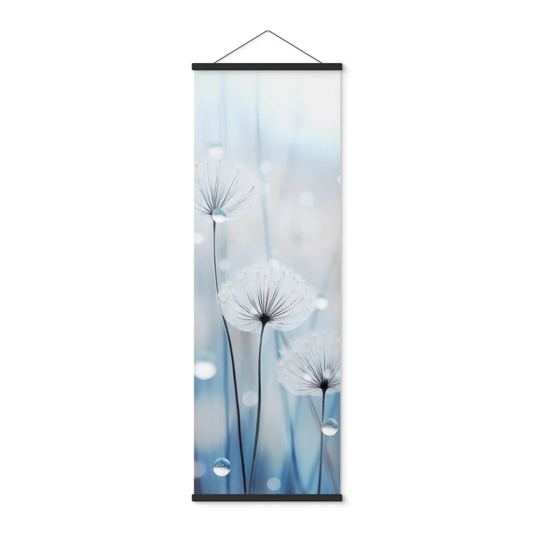 Affiche textile perles de rosée sur pissenlits - Treechild - Panorama 