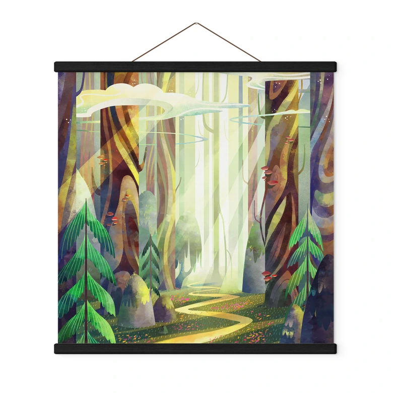 Stoffbild Verwunschener Wald im Licht - DigitalArtsi 