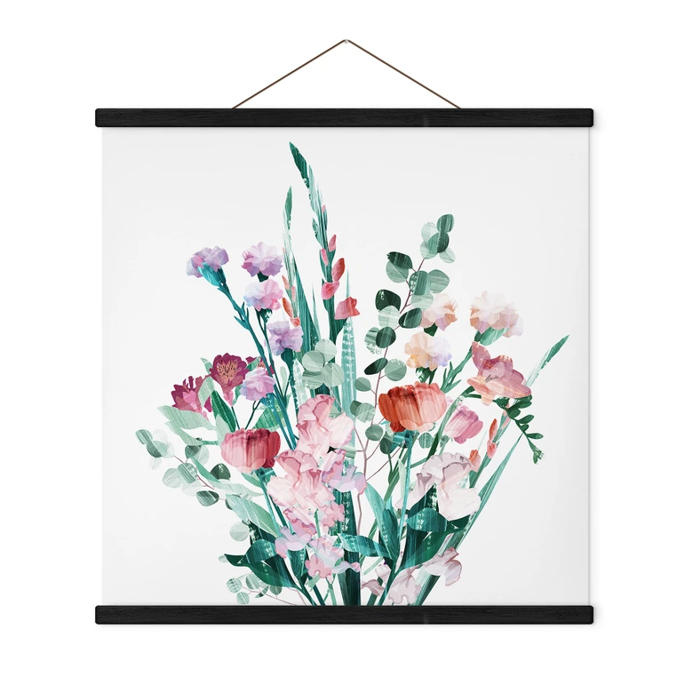 Tekstil plakat Buket af vilde blomster om foråret - Goed Blauw - Firkantet 