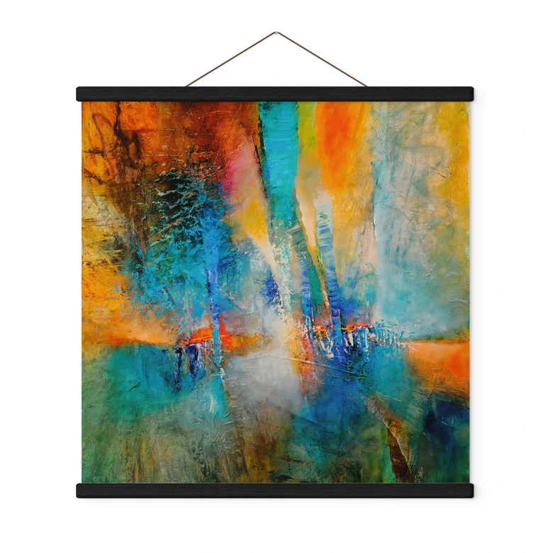 Stoffbild Urbanes Licht in Blau und Orange - Schmucker - Quadratisch 