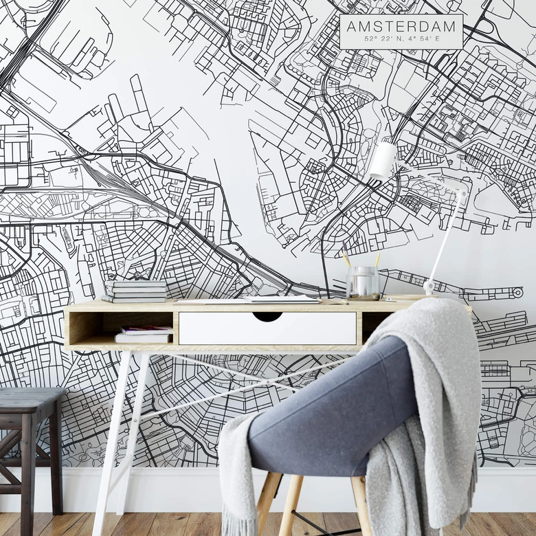 Wall Mural Map of Amsterdam 