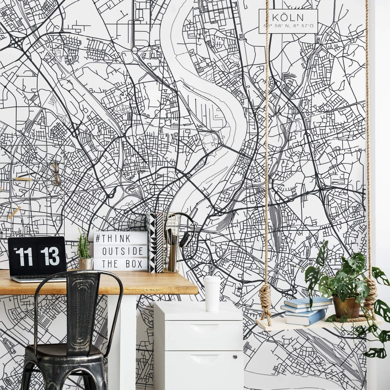 Fototapete Stadtplan Köln 