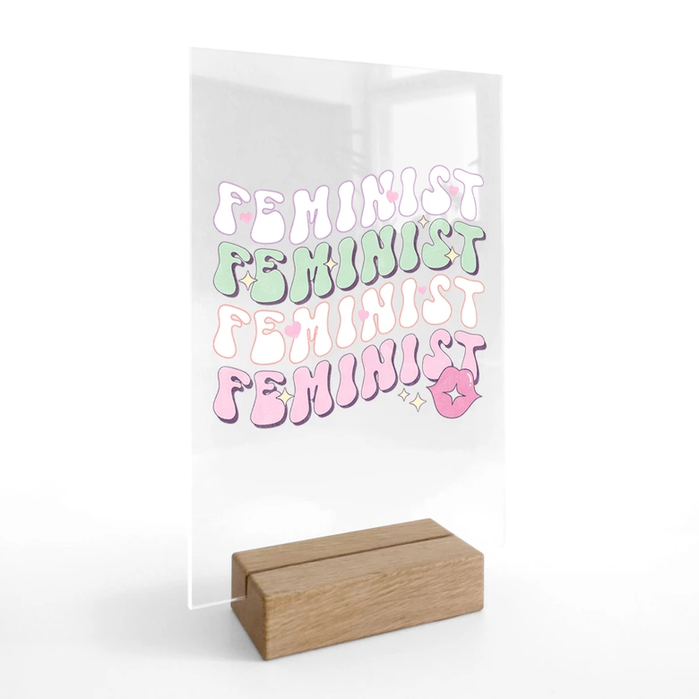 Tischaufsteller Feminist Kussmund Pop Art 