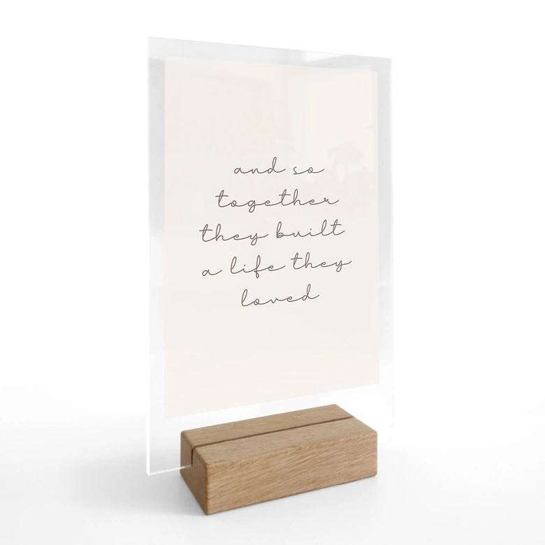 Tischaufsteller mit Liebesspruch Together 