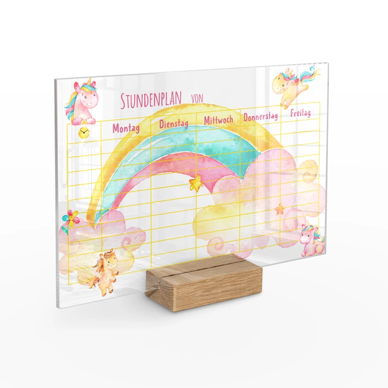 Tischaufsteller für Kinder - Stundenplan Einhörner - 30x20 cm 