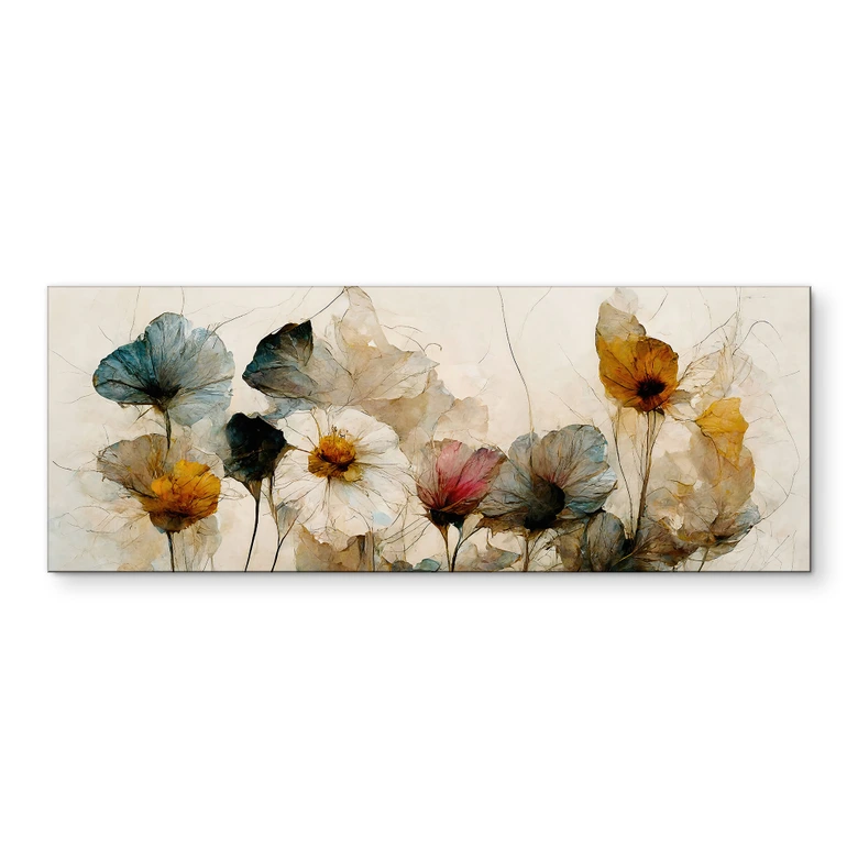 Wandbild Bouquet aus Trockenblumen - Treechild - Panorama - Alu-Dibond 