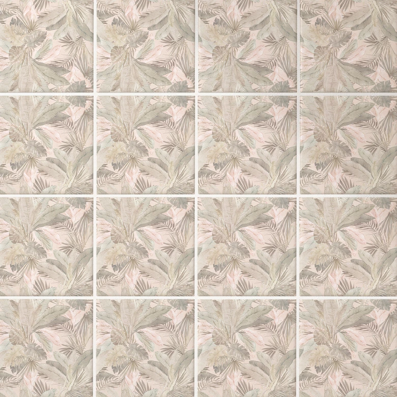 Tile stickers Tropical leaves in jungle pastel - Bloomery Decor - Set of 12 