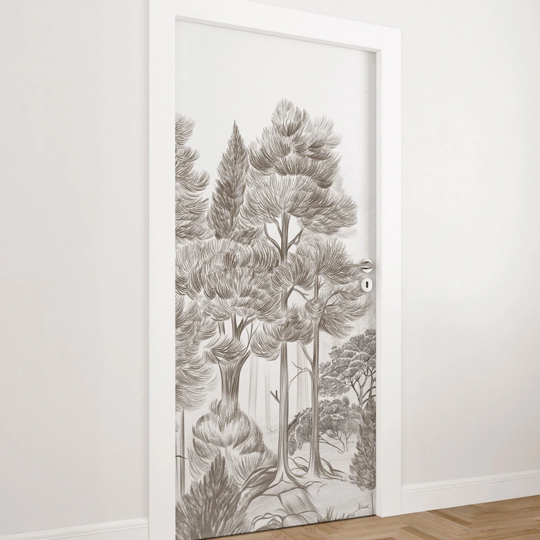 Deurfilm bos met boslandschap in beige - Ms Tiff 