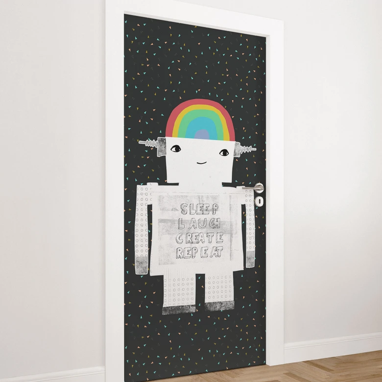 Door foil rainbow robot Sleep Laugh Create - Treechild 