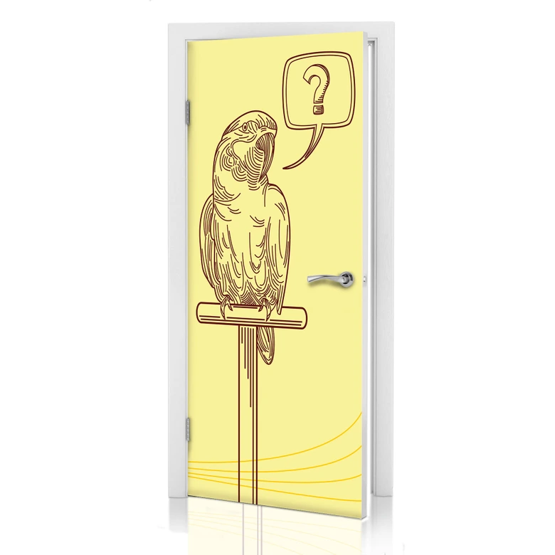 Türdesign Fragezeichen Papageien Illustration 91x200 cm 
