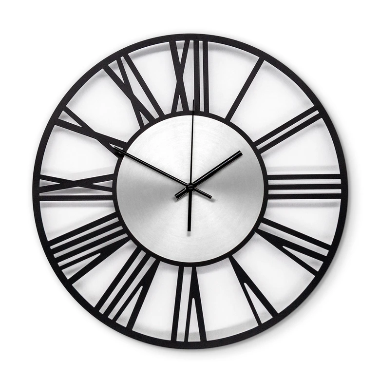 XL Wanduhr Industrial Design - geräuschlose Metall Uhr für Büro, Flur, Wohnzimmer Ø40 cm 
