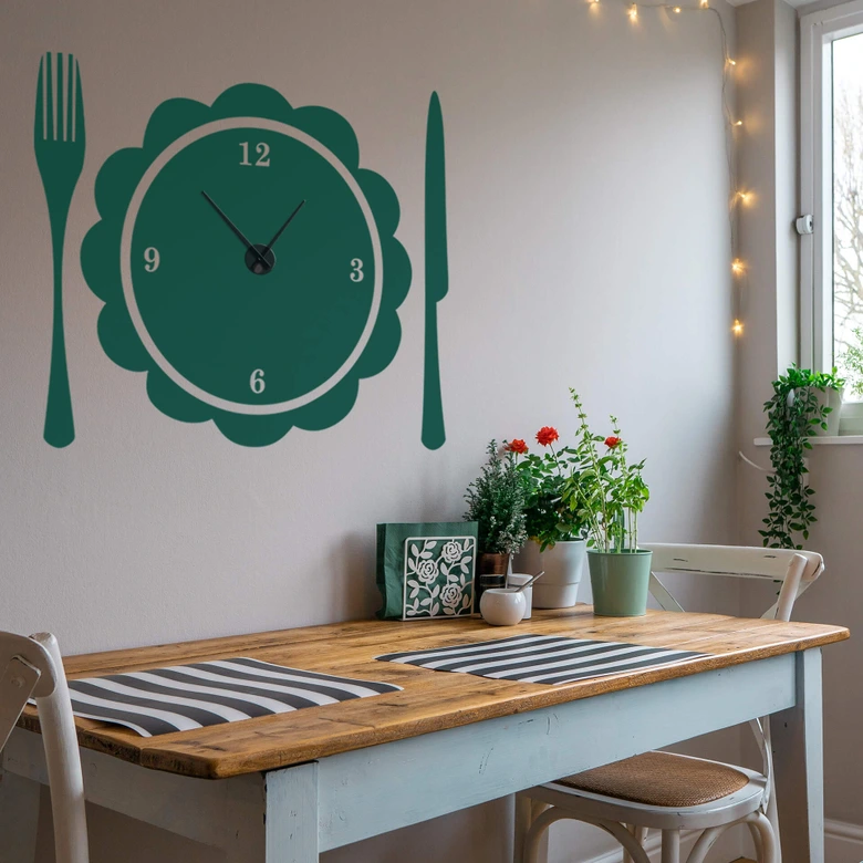 Muursticker Gedekte Tafel + Uurwerk 