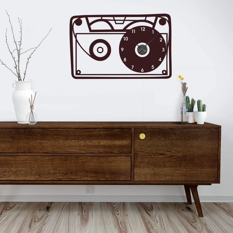 Muursticker Cassette + Klok 
