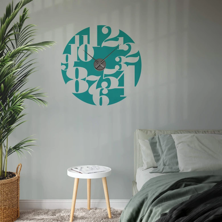 Muursticker Typografie Negatief met Klok 