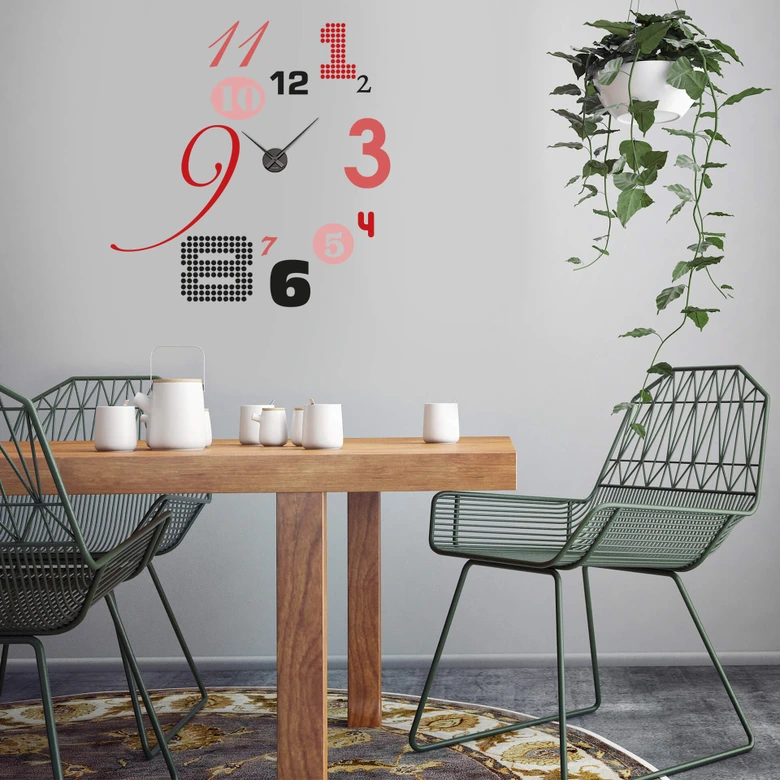 Muursticker Typografie met Klok 